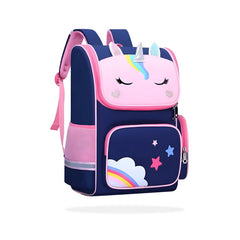 Kindergarten Cute Cartoon Kids School Bag for Boys and Girls (Rainbow Unicorn Blue)
