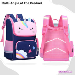 Kindergarten Cute Cartoon Kids School Bag for Boys and Girls (Rainbow Unicorn Blue)