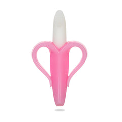 BPA Free Silicone Teething Toy for Baby (Banana Pink)