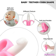 BPA Free Silicone Teething Toy for Baby (Banana Pink)