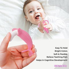 BPA Free Silicone Teething Toy for Baby (Banana Pink)
