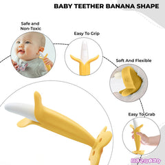 BPA Free Silicone Teething Toy for Baby (Banana Yellow)