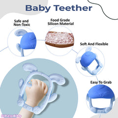 BPA Free Silicone Teething Toy for Baby (Bunny Blue)