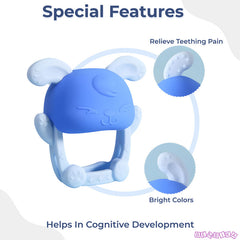 BPA Free Silicone Teething Toy for Baby (Bunny Blue)