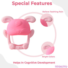 BPA Free Silicone Teething Toy for Baby (Bunny Pink)