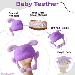 BPA Free Silicone Teething Toy for Baby (Bunny Lavendar)