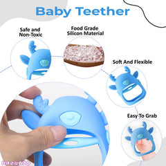 BPA Free Silicone Teething Toy for Baby (Deer Blue)