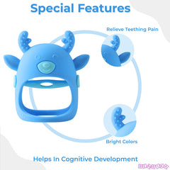 BPA Free Silicone Teething Toy for Baby (Deer Blue)