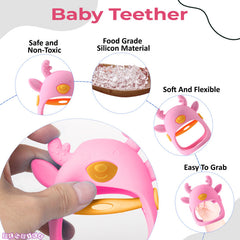 BPA Free Silicone Teething Toy for Baby (Deer Pink)