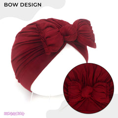 Compact and Stylish Baby Cap (Bow Maroon)