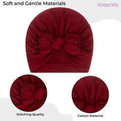 Compact and Stylish Baby Cap (Bow Maroon)