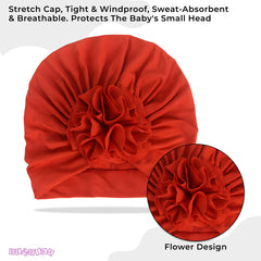 Compact and Stylish Baby Cap (Flower Red)