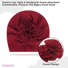 Compact and Stylish Baby Cap (Flower Maroon)