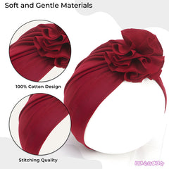 Compact and Stylish Baby Cap (Flower Maroon)