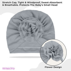 Compact and Stylish Baby Cap (Flower Grey)