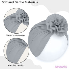 Compact and Stylish Baby Cap (Flower Grey)