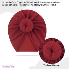 Compact and Stylish Baby Cap (Bun Maroon)