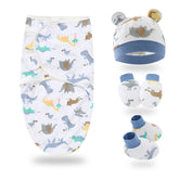 Organic Cotton Hooded Muslin Swaddle Wrap for Baby (Animal Print - Set of 4)