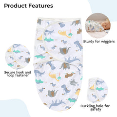 Organic Cotton Hooded Muslin Swaddle Wrap for Baby (Animal Print - Set of 4)