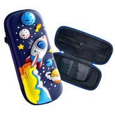 School Supplies 3D Cartoon Design Pencil Box for School Kids (Space Blue)