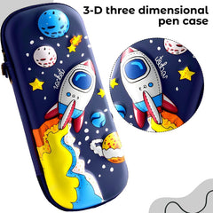 School Supplies 3D Cartoon Design Pencil Box for School Kids (Space Blue)