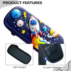 School Supplies 3D Cartoon Design Pencil Box for School Kids (Space Blue)