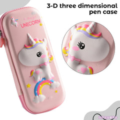 School Supplies 3D Cartoon Design Pencil Box for School Kids (Magic Unicorn Baby Pink)