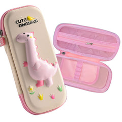 School Supplies 3D Cartoon Design Pencil Box for School Kids (Cute Dinosaur Baby Pink)