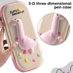 School Supplies 3D Cartoon Design Pencil Box for School Kids (Cute Dinosaur Baby Pink)
