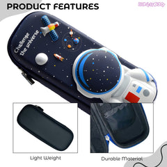 School Supplies 3D Cartoon Design Pencil Box for School Kids (Astro Blue)