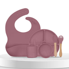 Baby Feeding Essential Baby Dinner Set Infant Training Eating Utensils-Pack of 7 - Rosewood