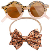 Fashionable Sunglasses and Headband for Kids & Baby Girls (Leopard Print Orange)