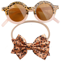 Fashionable Sunglasses and Headband for Kids & Baby Girls (Leopard Print Orange)
