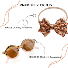 Fashionable Sunglasses and Headband for Kids & Baby Girls (Leopard Print Orange)