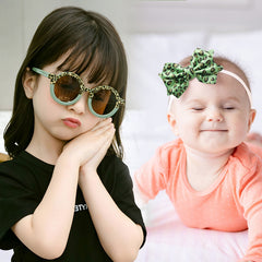 Fashionable Sunglasses and Headband for Kids & Baby Girls (Leopard Print Green)