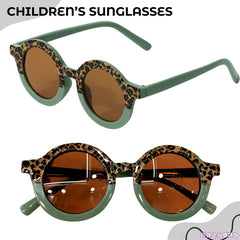 Fashionable Sunglasses and Headband for Kids & Baby Girls (Leopard Print Green)