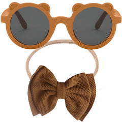 Fashionable Sunglasses and Headband for Kids & Baby Girls (Micky Caramel)