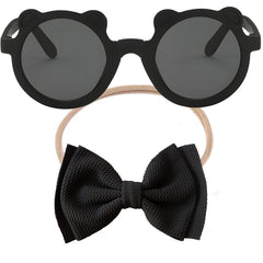 Fashionable Sunglasses and Headband for Kids & Baby Girls (Micky Black)