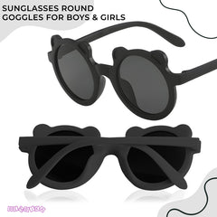 Fashionable Sunglasses and Headband for Kids & Baby Girls (Micky Black)
