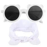 Fashionable Sunglasses and Headband for Kids & Baby Girls (Micky White)