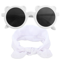 Fashionable Sunglasses and Headband for Kids & Baby Girls (Micky White)