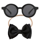 Fashionable Sunglasses and Headband for Kids & Baby Girls (Plain Black)