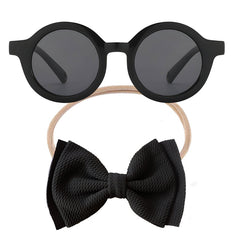 Fashionable Sunglasses and Headband for Kids & Baby Girls (Plain Black)