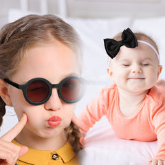 Fashionable Sunglasses and Headband for Kids & Baby Girls (Plain Black)