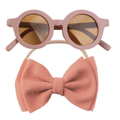 Fashionable Sunglasses and Headband for Kids & Baby Girls (Plain Rosewood)