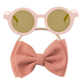 Fashionable Sunglasses and Headband for Kids & Baby Girls (Plain Pink)