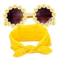 Fashionable Sunglasses and Headband for Kids & Baby Girls (Yellow)