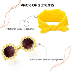 Fashionable Sunglasses and Headband for Kids & Baby Girls (Yellow)