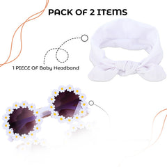 Fashionable Sunglasses and Headband for Kids & Baby Girls (White)