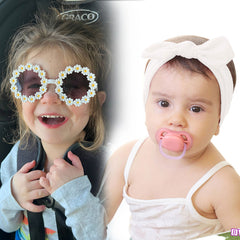 Fashionable Sunglasses and Headband for Kids & Baby Girls (White)